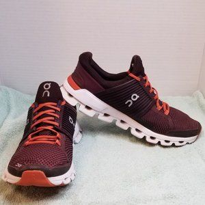 On Running Athletic Shoes in Black and Red